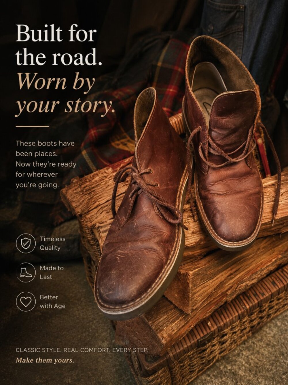 Clarks Leather Desert Boots Brown Leather Chukka Boots
